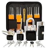 Eventronic Lockpicking Set, 21 Stück Dietrich Set mit 4 Transparentem Trainingsschlössern und Handbuch Das perfekte Lock Pick Set für Anfänger und Profis Schlosser, Orang