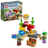 LEGO 21164 Minecraft Das Korallenriff Bauset mit Alex, 2 Kugelfischen aus Bausteinen und Ertrunkenem Zomb