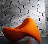 Tapete Grau Silber Glänzend- Linien Wellen Geschwungen Edel- Ideal für Wohnzimmer Colani Visions Made in Germany 10,05m X 0,70m 53340