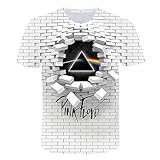 T-Shirts Lochwand Pink Floyd Animal 3D Digitaldruck Loses Paar Kurzarm-A-0001, XXL
