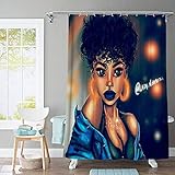 FDABFU Duschvorhang Lockiges Haar sexy Mädchen Duschvorhang Stoff Badezimmervorhänge Damen rutschfeste Badematte Toilettenmatte Teppich-Duschvorhang Badvorhang (Color : Shower Curtain)