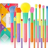 Docolor Makeup Pinsel 15 Stück Buntes Makeup Brush Set Premium Synthetischer Kabuki Pinsel für Foundation Cream Liquid Blending Gesichtspuder Blush Concealer Lidschatten Regenbogen Make Up Pinsel S