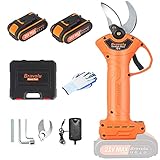 Professionelle Elektrische Astschere, Bravolu Mini Elektro Astschere mit 21V Batterie 2 Stück 2000 Mah Lithium-Batterie, Gartenschere Elektrisch Gartenschere für Hecke, Baum, Ob