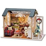 Weytoll DIY Puppenhaus Miniatur Holzzimmer Montage Kit 3D Holzhaus Zimmer Handwerk mit Möbel, Kindertag Geschenk Weihnachtsdek