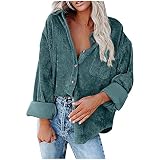 Damen Casual V-Ausschnitt Langarm Knopf Cord 95%Poly Casual Bluse Mantel Tops Sweatshirt Pullover Damen Mit Protektoren Lucky Pullover D