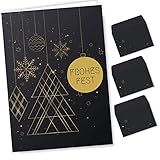 Weihnachtskarten mit Umschlag Set (12 Stück) - A6 Klappkarten für Weihnachten - Christmas Postkarte mit Umschlägen für deine Weihnachtsgrüße - Coole Weihnachtspostkarten mit und ohne Sprü