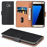 Aicoco Galaxy S7 Hülle Schutzhülle Tasche Flip Case für Samsung Galaxy S7 Handyhülle - Schw