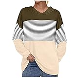 AFFGEQA Damen Sweater Gestreiftes Steppnähte bedrucktes Langarm Oversize Casual Pullover Langarm Sweatshirt Langarm Jump