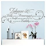 Grandora Wandtattoo Zitat Zuhause ist wo die Liebe wohnt I schwarz (BxH) 120 x 42 cm I Wohnzimmer Flur Diele Aufkleber Wandaufkleber Wandsticker Sticker W942