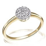 Goldmaid Damen-Ring Gelb Gold 585 21 Diamanten 0,25 Karat Glamour Fassung, Grösse 54 Brillanten Diamantring Verlobung