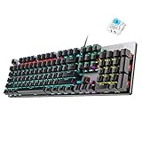 SMLQ Mechanische Gaming-Tastatur, Verdrahtet USB Schnittstelle, RGB Hintergrundbeleuchtung, 20 Beleuchtungseffekte, 104 Tasten, Metallplatte, Komplette Tasten Ohne Konflikt-Griffb