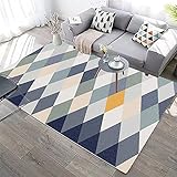 Teppich Wohnzimmer Viele Rauten Moderne kurzflor Teppich Waschbarer Easy-Cleaning Teppich Groß rutschfest Teppich Fur Schlafzimmer Küche Kinderzimmer Teppich Matten 50x80