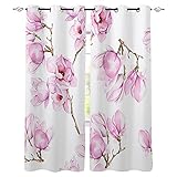 GFDFEYGF Vorhänge Babyzimmer Dekorativ Rosa Staubblatt Blume Orchidee 140X200 cm (Wxh) 2Er Set Lichtundurchlässig Mit Ösen Rosa Verdunklungsgardine Ösenschal Dekoschal Verdunkelungsvorhäng