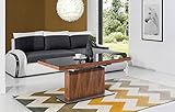 Couchtisch MN-3 Walnuss Nussbaum Schwarzglas höhenverstellbar & ausziehb