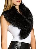 Caspar STO001 Damen Kunst Pelzkragen, Farbe:schwarz, Größe:One S