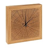 GREENHAUS Wanduhr Holz Eiche 28x28 cm Handarbeit aus Deutschland Wand Uhr Wohnzimmer schwarz ausgefüllt mit geräuscharmen Quarzwerk breiter R