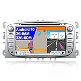 JOYX Android 10 Autoradio Passt für Ford Focus/Mondeo/S-Max/C-Max/Galaxy Navigation -GPS 2 Din - Canbus Rückfahrkamera KOSTENLOS - 2G+32G - 7 Zoll - MIT Lenkradsteuerung 4G WiFi Bluetooth DAB Carplay