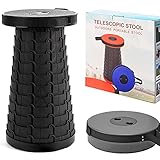 Freshtour Tragbarer Klapphocker Campinghocker Faltbar Hocker Höhenverstellbar Mini Teleskophocker Belastung 225kg für Innenbereich und Outdoor, Küche, Garten, Camping, Grillen, Angeln, Wandern（Grau）