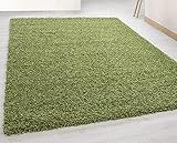 Hochflor Shaggy Langflor Teppich Wohnzimmerteppich Esszimmerteppich Bettumrandung Vorleger läufer Flur-Läufer Bettvorleger Uni Einfarbig (Grün, 200 x 290 cm)
