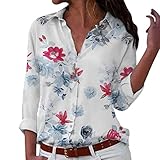 Damen Shirt Rundhals Falten Shirt Stretch Tunika,Damen Elegant Business Bluse Schluppenshirt T-Shirt mit Schleife V-Ausschnitt Herbstkleidung Frauen Top