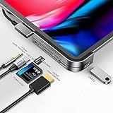 Baseus USB C Hub for iPad Pro 2021 2020 2019, 6 in 1 Typ C auf HDMI 4K Adapter, 100W Stromversorgung, USB 3.0 Anschlüsse, SD/TF Kartenleser, 3.5mm Klinkenanschluss kompatibel mit MacBook Pro/