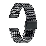 ZQSM Milanaise-Armband für Timex Adventure Weekend, 10 mm - 24 mm, Edelstahl, für Damen und Herren (18 mm, schwarz)