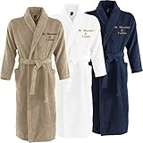 Nashville print factory Sol´s Palace Bademantel Morgenmantel Bestickt mit Ihrem Wunschtext/Name | Wunschstickerei | ideal für Hotels | Sauna | zu Hause (L/XL, Navy)