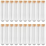 20 Stück Reagenzgläser, Reagenzgläser mit Korken, 20ML Kunststoff Transparent Reagenzgläser, für Blumen, Gastgeschenke Hochzeit, Süßigkeiten, Gewürze, Labortisch usw.(16 x 150 mm)