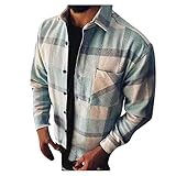 CixNy Herren Checkered Hemdjacke Cordjacke Medium Wollmantel Konventionelle Jacke Herbst und Winter Fleecejacke mit Umlegekragen CN002