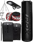 RDX Boxsack Gefüllt 8PC Set, 5ft 4ft Erwachsene Anti Schwerkraft Maya Hide Leder Punchingsäcke mit Boxhandschuhe Deckenhaken für Boxen Kampfsport Muay Thai Kickboxen MMA Training Bag, Heim Gym F