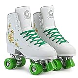 Gonex Damen Rollschuhe, Quads Roller Skates für Mädchen Erwachsene Anfänger, High-Top Rollerskates Weiß für Indoor Outdoor Doppelreihig Vierrädrig