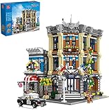 EWWEEQQ Modulares Hausbau 3111+Pcs Street View Europe Polizeistation mit Polizeiautos Kreative DIY Architektur Modellhaus Street View Blöcke kompatibel mit Lego C