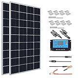 XINPUGUANG Solarpanel 2 Stück 150 Watt 12 V 300 Watt monokristallines Solar-Kit mit 30 A Laderegler, Verlängerungskabel, Z-Montagehalterungen für Batterie, Wohnmobil, Dach, Zuhause (300 W Solar-Set)