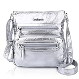 Angel Barcelo Crossover Geldbörse und Handtaschen, Crossbody-Taschen für Damen, ultraweiches Leder, Geldbörsen für Mädchen, silber, S