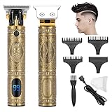 ZITFRI USB Haarschneider Herren LED Display elektrisch Haarschneidemaschine, Bart Trimmer One Blade Ersatzklinge Rasierer Hair Clipper wiederaufladbar schnurlos T-Blade Grooming Trimmer mit 4