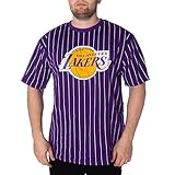 New Era Shirt - Basketball Shirts - Football Tshirt - Fanshirt - Trikot - Pinstripe Oversized Tee - NBA - NFL - Bulls - Lakers - Raiders (Los Angeles Lakers Lila, L)