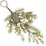 com-four® Hänge Deko Weihnachten - Türschmuck für Weihnachten - Weihnachtsdeko zum Hängen - Wanddekoration Christmas (37cm - weiße Beeren/Zapfen)