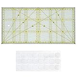 OFNMY Patchwork Lineal 30x15cm Transparentes Universal Lineal + Anti Rutsch Aufkleber mit Zentimeter und Winkel-Maß