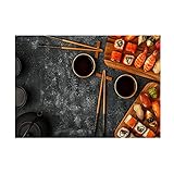 Mmpcpdd Sushi Food Poster Leinwand Malerei Frische Wandkunst Bilder Ästhetische Zimmer Home Shop Decor -50X70Cmx1 Kein R