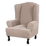 Sesselbezug, Sessel-Überwürfe Ohrensessel Überzug Bezug Sesselhusse Elastisch Stretch Husse Für Ohrensessel(Color:Khaki)
