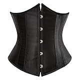 Grebrafan Damen Unterbrust Corsage Satin Shaper Korsett Grosse Grösse (EUR(32-34) S, Schwarz)