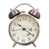 lunaoo Wecker Analog Ohne Ticken Geräuschlos, Retro Wecker Lautlos Doppelglockenwecker Lauter Wecker Nostalgie Kinderwecker mit N