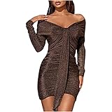 Kleid Damen, Sexy Kleid Damen, Kleid Damen Elegant, Damen Sexy Einfarbig V-Ausschnitt Schlank Bleistiftrock Langarm Mittellang