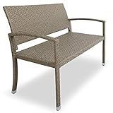 Casaria Gartenbank Poly Rattan 2-Sitzer UV-beständig wetterfest Parkbank Bank Sitzbank 122 cm höhenverstellbar C