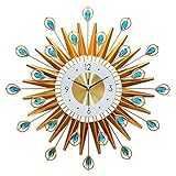OWZSAN Uhr-kontrahierter Stil Wanduhr European-Uhren Eisen dekorative Wanduhr Große Haushaltsquarzuhr Wohnzimmer Wanddekoration Robuster Hartschalenk