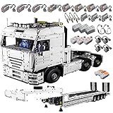 Technik Ferngesteuerter Anhänger Kopfwagen mit Anhänger, Upgrade LKW Ferngesteuertes Auto Kit MOC Klemmblöcke Kompatibel mit Lego (7873 Teile) A(A)