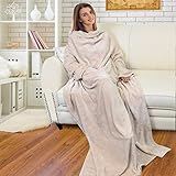 Catalonia TV-Decke mit Ärmeln und Tasche, Decke zum Anziehen Erwachsene Flauschig Weiche und Warme Kuschelige Tragbar Kuscheldecke für Frauen und Männer für Geschenk, 185x130 cm, C