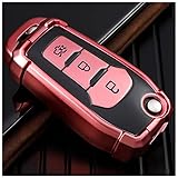 GRWGLE TPU Key FOB-Abdeckung für Ford Focus 3 Escort Kuga Everest Fiesta Mustang Edge MKV Fusion 2016 Ranger,Rosa,Without C