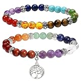 Eigso 7 Chakra Frauen Reiki Heilung Meditation Kristall Stein Perlen Armband Baum des Lebens Symbol Z