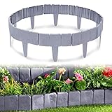 AufuN Rasenkante Kunststoff 20m Steinoptik Garden Border aus Polypropylen, Mähkante Beetumrandung Palisade Garten dekorativ, 1 Element BxHxT: 25x23x1 cm, G